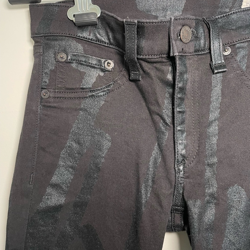 Rag & Bone Black Tonal Printed Skinny Jean - Size 26